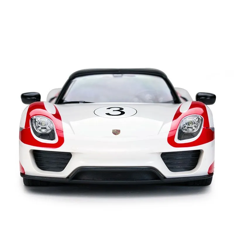 MAȘINĂ CU TELECOMANDĂ PORSCHE 918 SPYDER WEISSACH ALB SCARA 1 LA 14