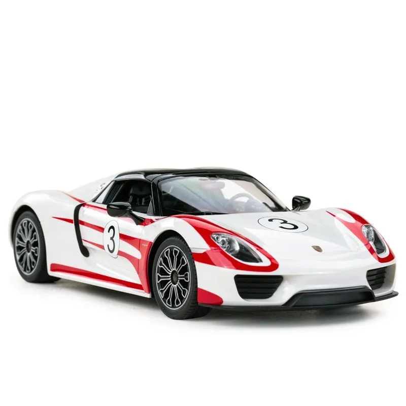 MAȘINĂ CU TELECOMANDĂ PORSCHE 918 SPYDER WEISSACH ALB SCARA 1 LA 14