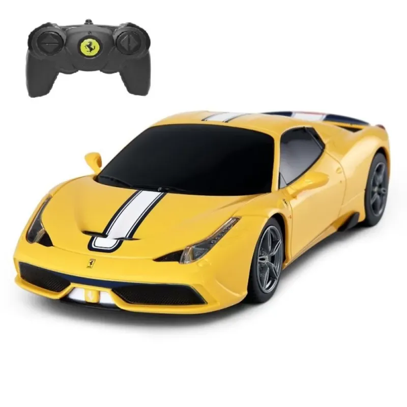 MAȘINĂ CU TELECOMANDĂ FERRARI 458 SPECIALE A GALBEN CU SCARA 1 LA 24