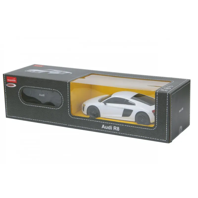 MAȘINĂ CU TELECOMANDĂ AUDI R8 ALB CU SCARA 1 LA 24