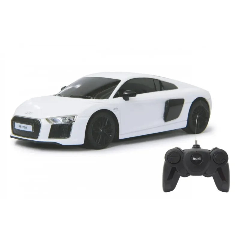 MAȘINĂ CU TELECOMANDĂ AUDI R8 ALB CU SCARA 1 LA 24