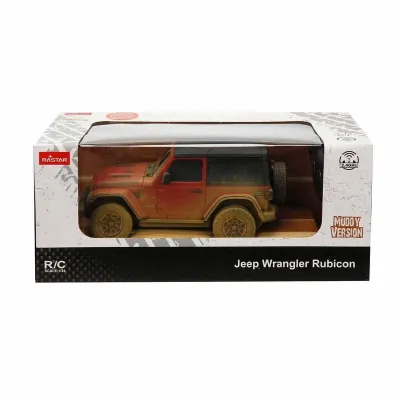 MAȘINĂ CU TELECOMANDĂ JEEP WRANGLER MUDDY ROSU CU SCARA 1 LA 24