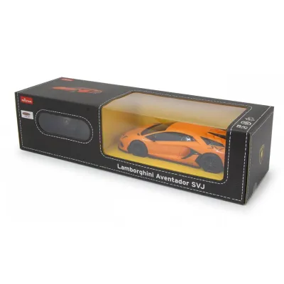 MAȘINĂ CU TELECOMANDĂ LAMBORGHINI AVENTADOR SVJ PORTOCALIU CU SCARA 1 LA 24