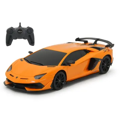 MAȘINĂ CU TELECOMANDĂ LAMBORGHINI AVENTADOR SVJ PORTOCALIU CU SCARA 1 LA 24