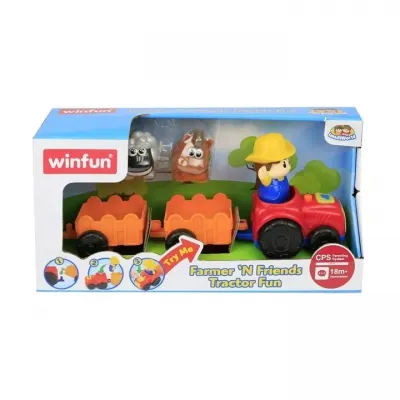 WINFUN TRACTORAS CU REMORCA ȘI FIGURINĂ FERMIER
