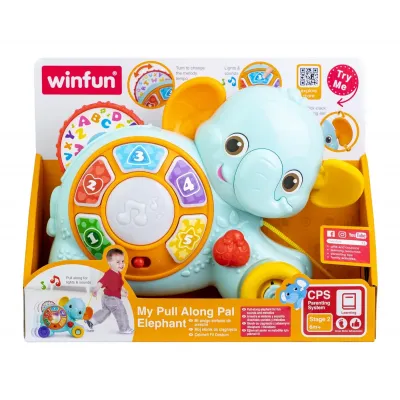 WINFUN JUCĂRIE DE TRAS ELEFANT CU SUNETE ȘI LUMINI
