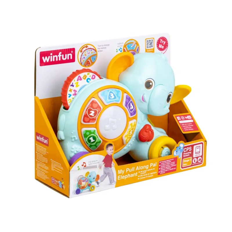 WINFUN JUCĂRIE DE TRAS ELEFANT CU SUNETE ȘI LUMINI