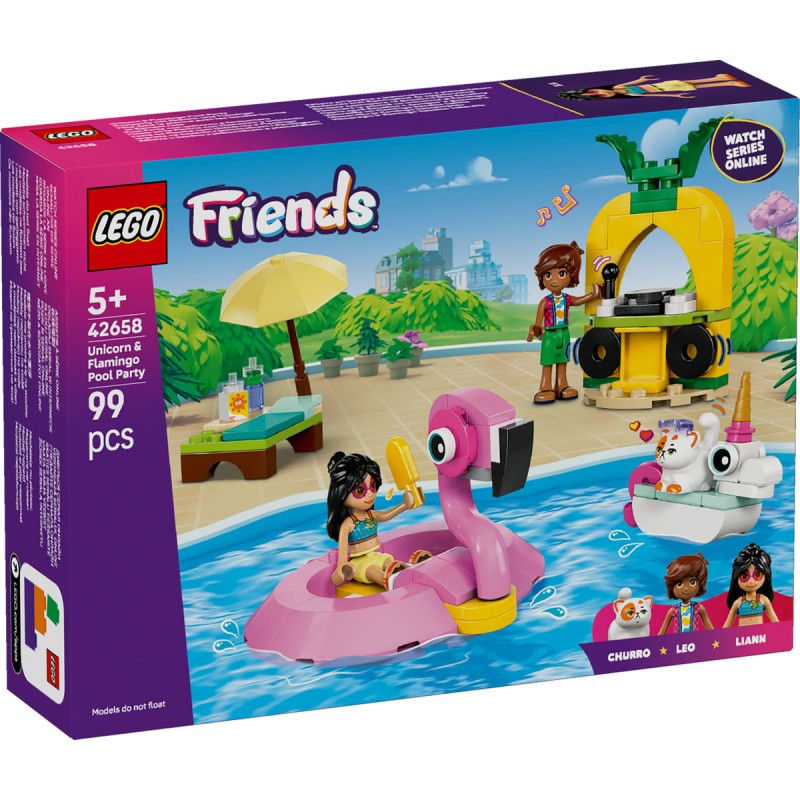 LEGO Friends - Petrecere la piscina cu unicornul si flamingo - 42658
