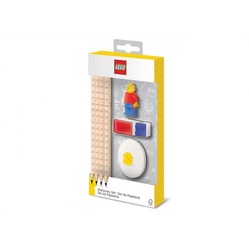 Ghiozdane si rechizite - Set LEGO cu o minifigurina, 4 creioane, 1 topper, 1 ascutitoare, - 52053