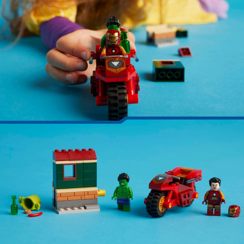 LEGO Marvel Super Heroes - Iron Man cu motocicleta si Hulk - 76287